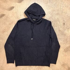 Karl Lagerfeld Paris Sweater Mens MEDIUM DARK Navy Cable Knit Hoodie Ribbed